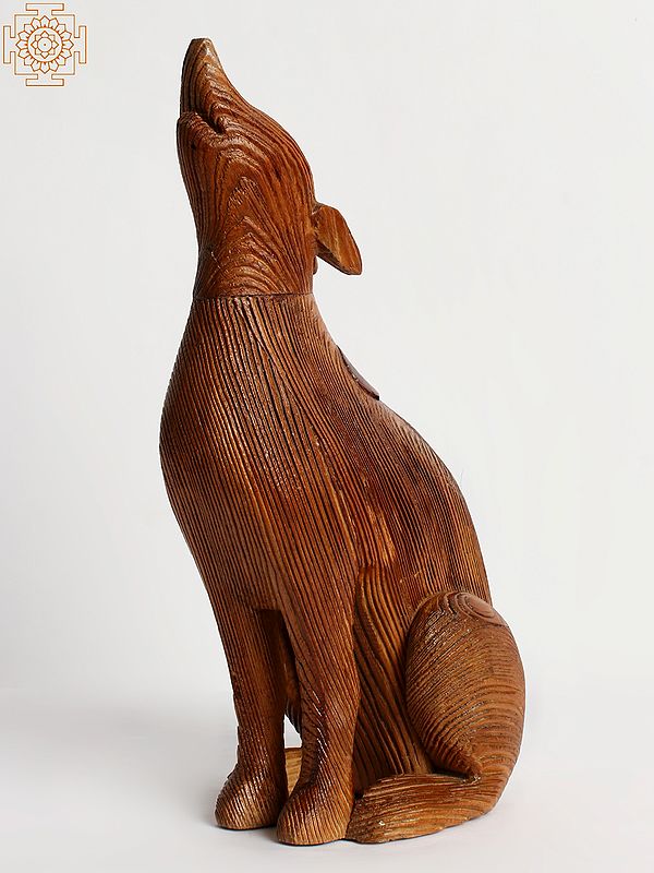 14'' Howling Fox | Wooden Statue | Home Décor