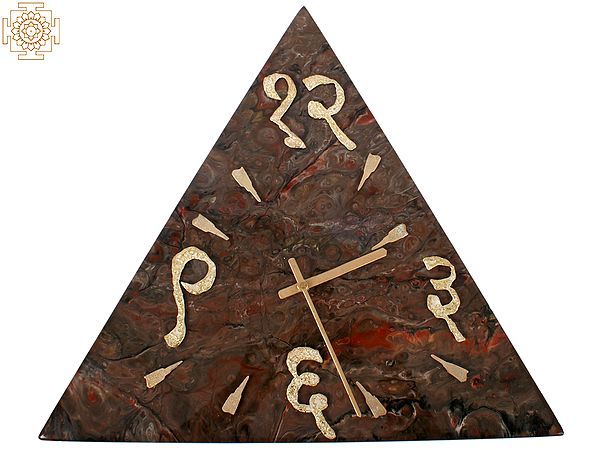 16" Epoxy Wooden Triangle Sanskrit Wall Clock