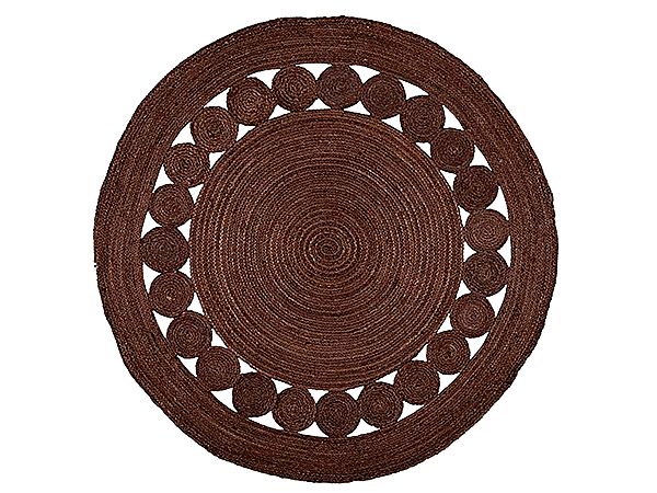 Brown Dyed Natural Jute Hand Braided Round Shape Rugs