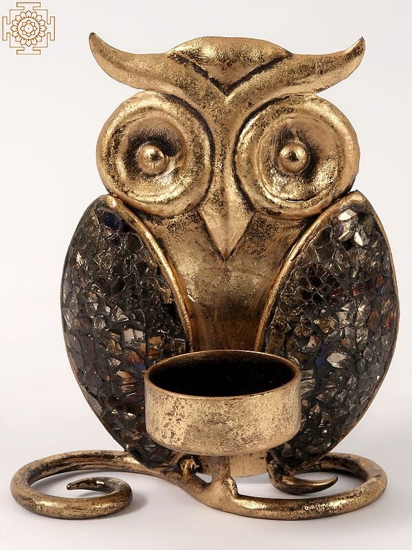 5'' Designer Owl Single Wick Iron Candle Stand | Home Decor