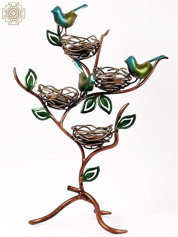19'' Creative Four Nest Shaped Wicks Candle Stand | Iron | Home Décor