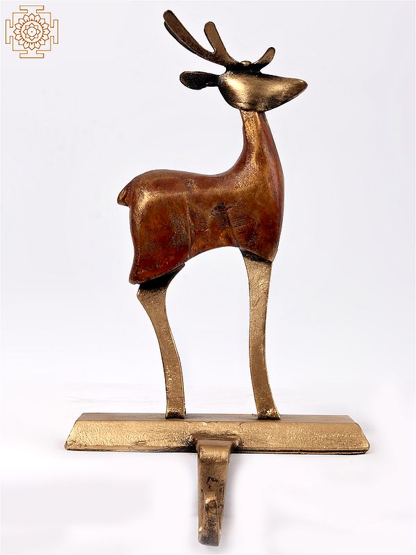 8" Deer Statue With Key Hanging Hook | Wood and Iron | Home Décor