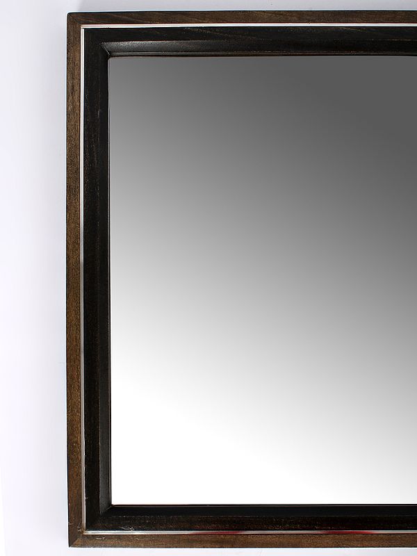 30" Wooden Rectangular Wall Hanging Mirror Exotic India Art