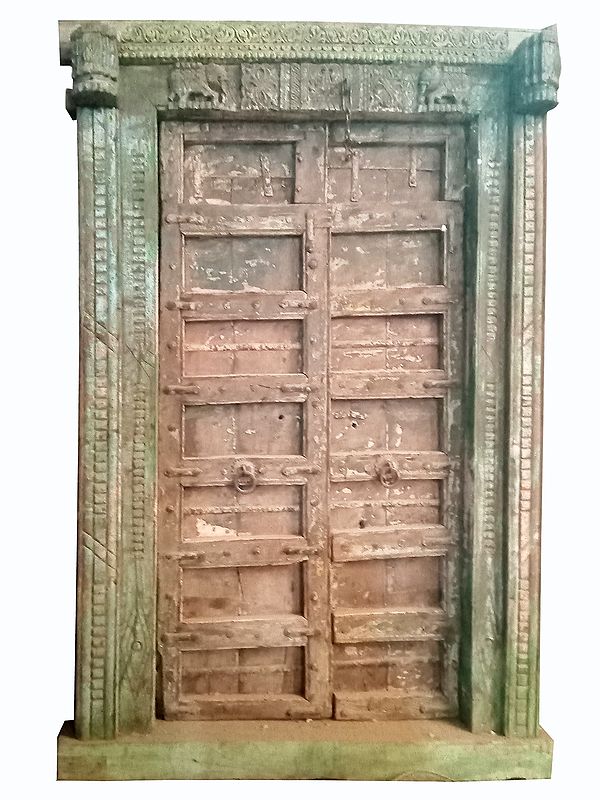88" Large Wooden Entrance Door from Jodhpur | Vingate Indian Door
