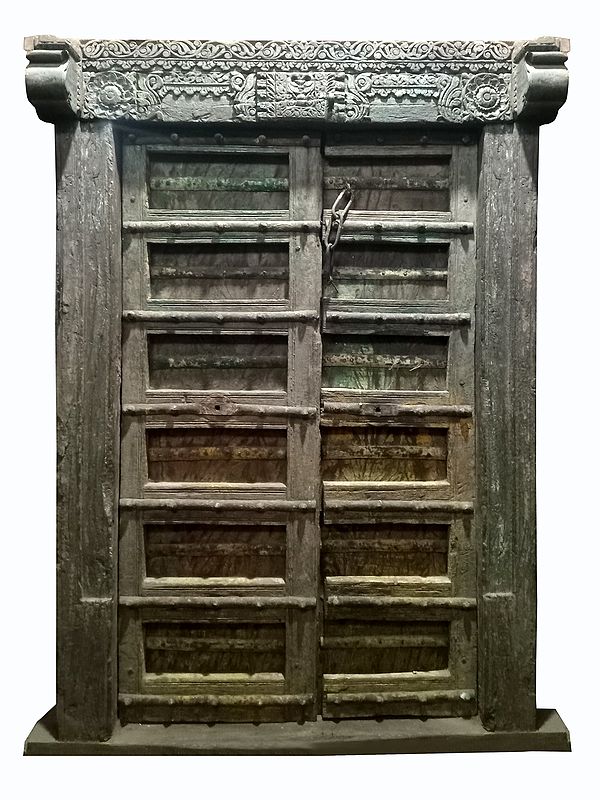 77" Large Wooden Vintage Indian Door