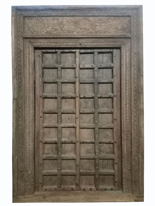 98" Large Square Design Designer Wooden Door from Jodhpur | Vintage Indian Door