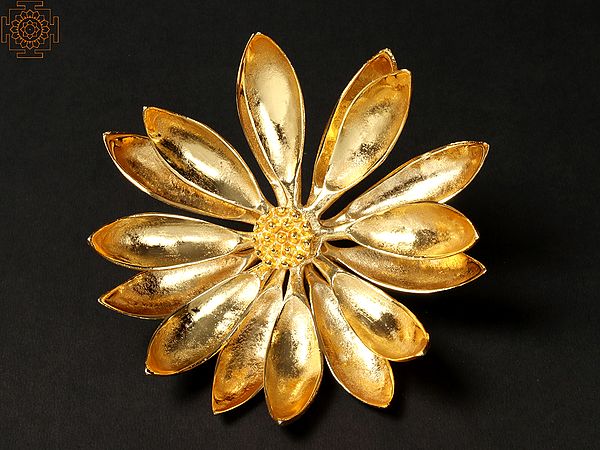 6" Brass with Gold Plated Double Layer Sun Flower | Wall Decor
