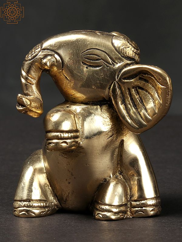 3'' Small Baby Elephant in Brass | Table Décor