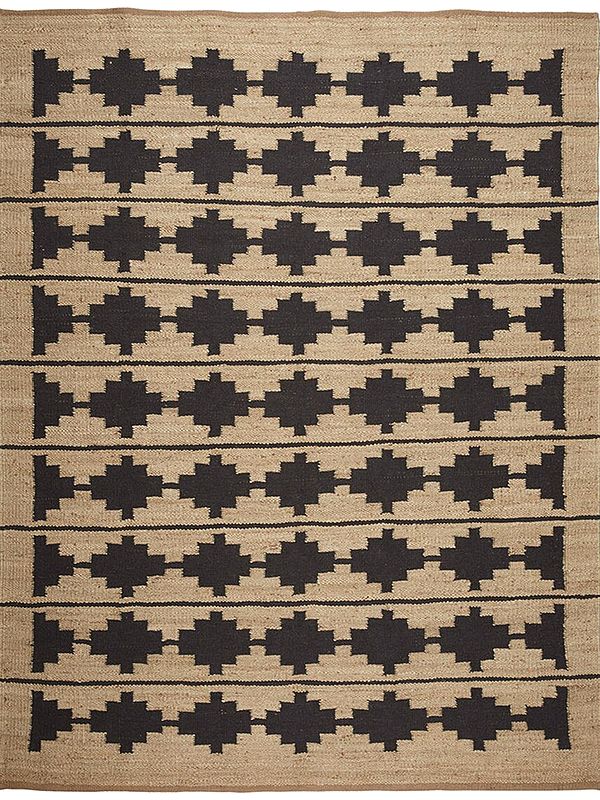 Black Solid Color Hemp Jute Rug - Available in Various Sizes