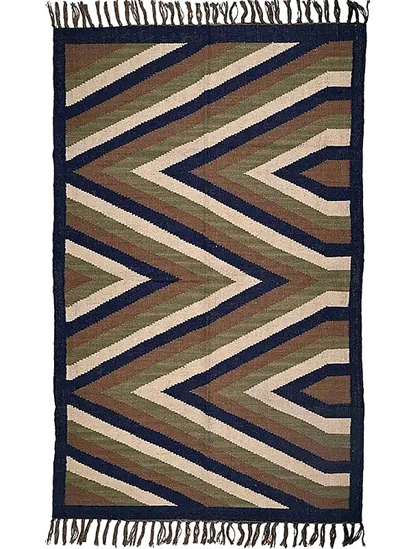 Multicolor Handcrafted Wool And Jute Kilim Rug - Available in Various Sizes