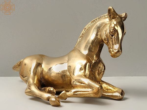 7'' Reclining Horse | Brass Statue