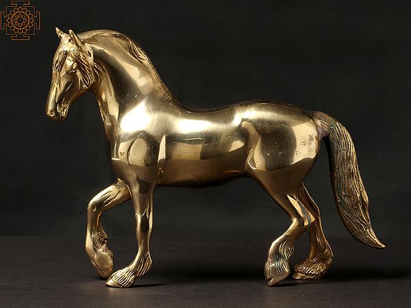 10" Horse Statue in Brass | Decorative Showpiece