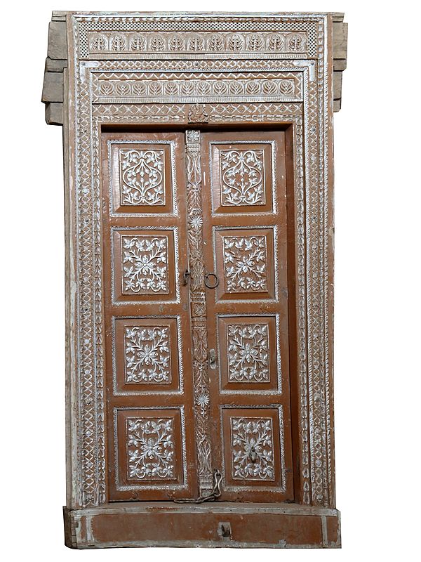 89" Large Wooden Jodhpur Designer Door | Vintage Indian Door