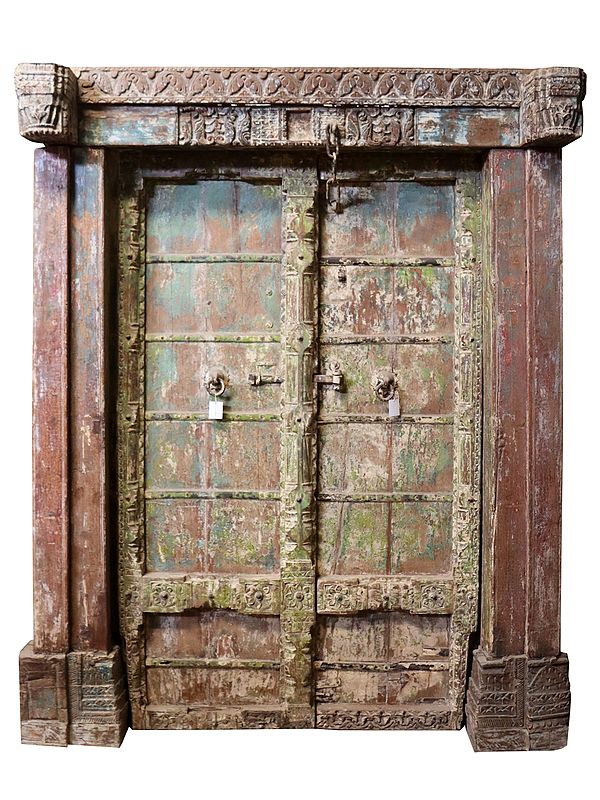 85" Large Vintage Style Indian Wooden Door