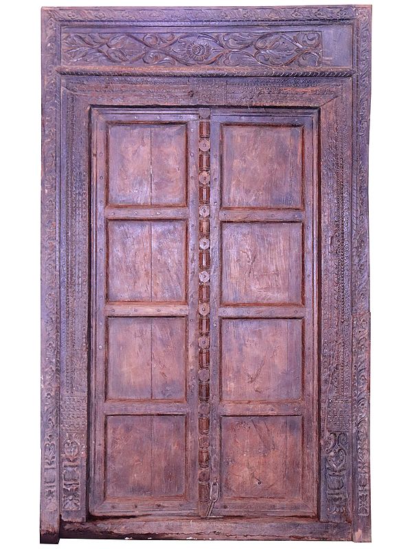 90" Large Vintage Style Indian Wooden Door