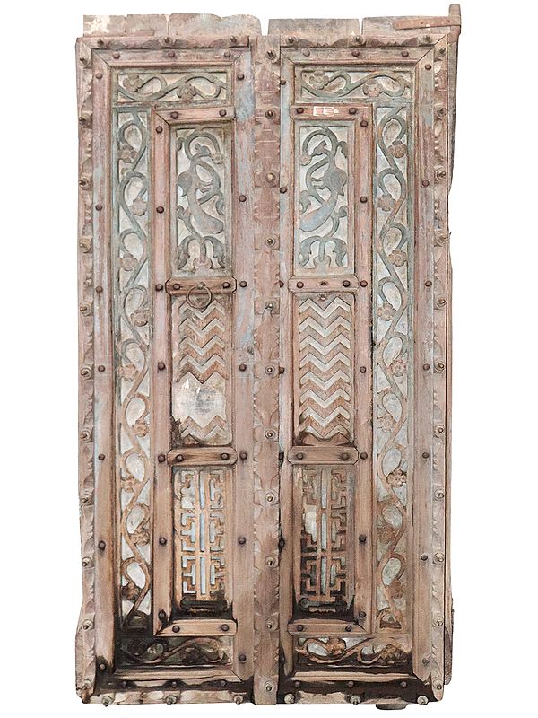 81" Large Wooden Front Door | Vintage Indian Door