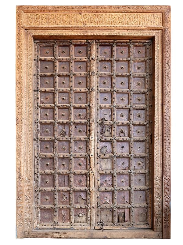 109'' Large Old Wooden Door With Traditional Lock Mechanism | Vintage Doors From Rajsthan
