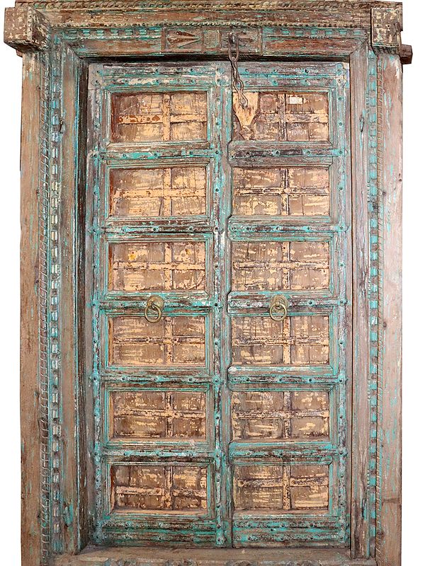 80" Large Old Wooden Door from Rajasthan | Vintage Indian Door