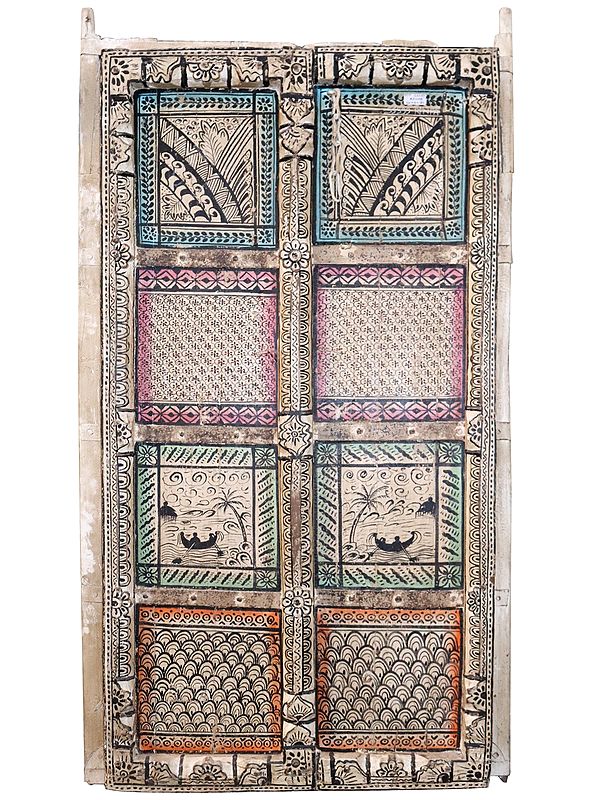 71" Large Designer Wooden Door from Rajasthan | Vintage Indian Door