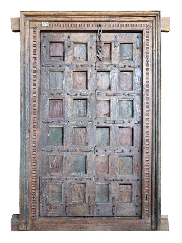 82" Large Old Wooden Door from Rajasthan | Vintage Indian Door
