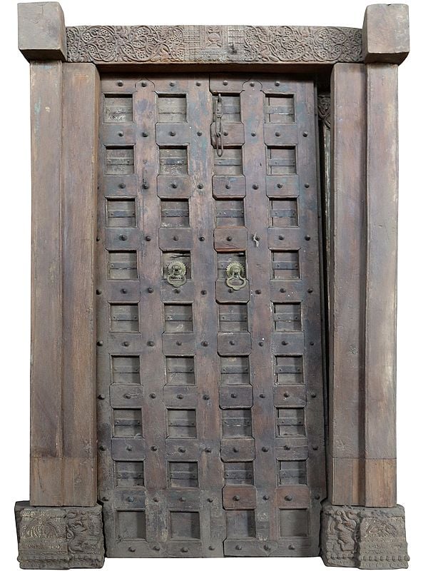 91" Large Wooden Vintage Indian Door