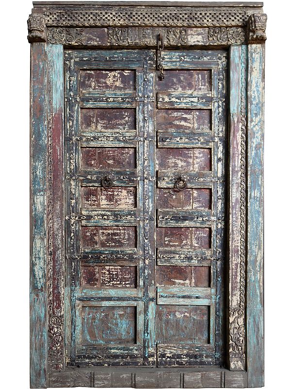 92" Large Wooden Old Door from Jodhpur | Vintage Indian Door