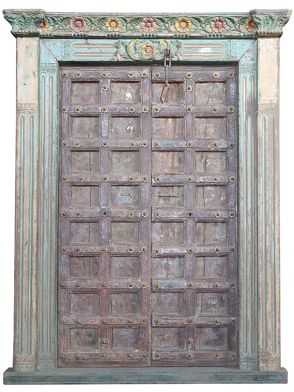 81" Large Wooden Entrance Door from Jodhpur | Vintage Indian Door