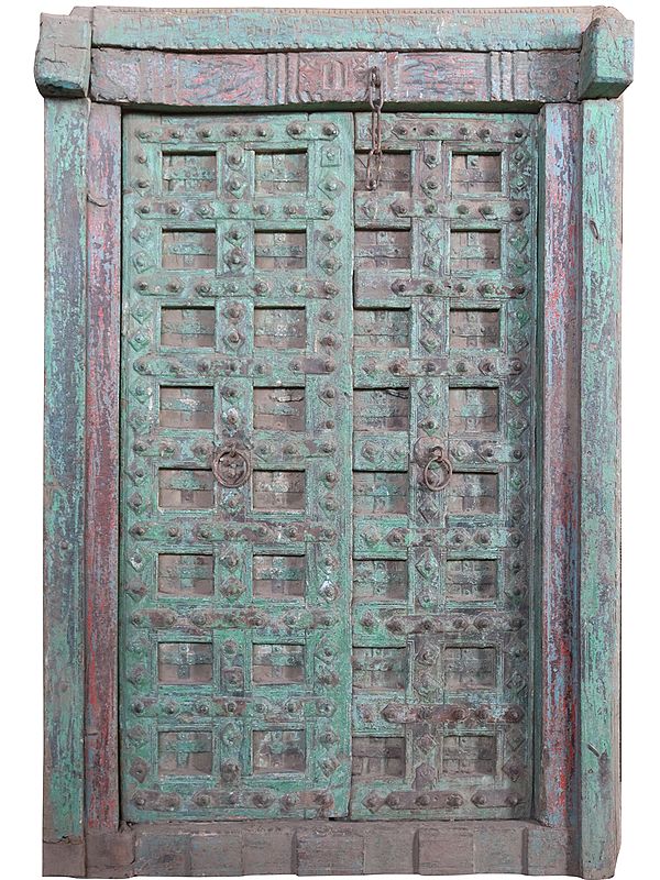 75" Large Vintage Indian Wooden Door