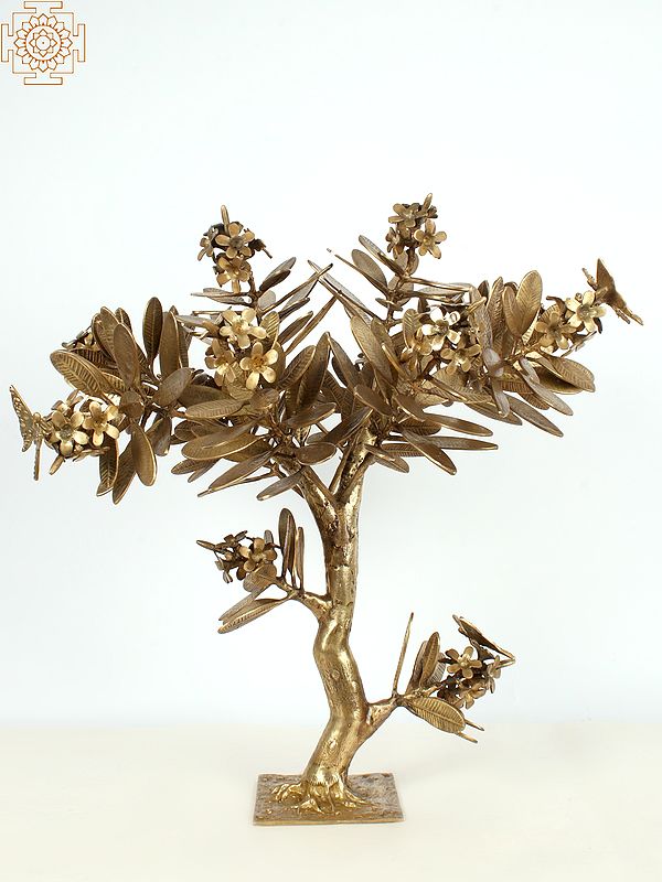 27" Guava Tree with Butterflies in Brass