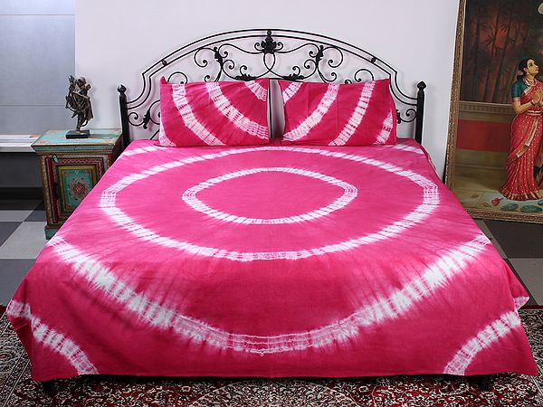 Pink-Flambe Batik-Dyed Bedsheet from Rajasthan