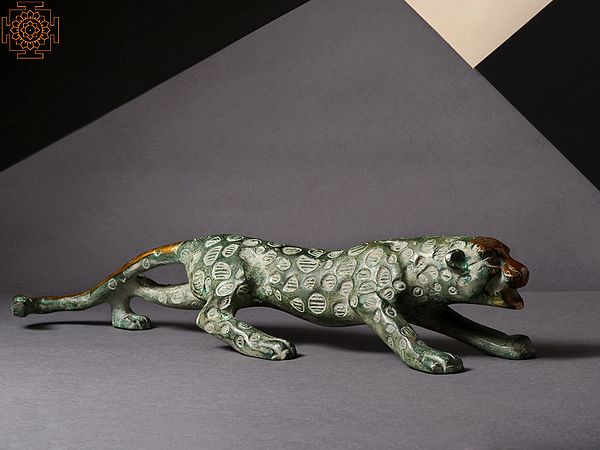 11'' Predator Jaguar Brass Figurine | Home Décor