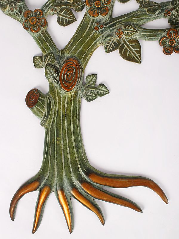 22" Wall Decor Tree in Brass Exotic India Art
