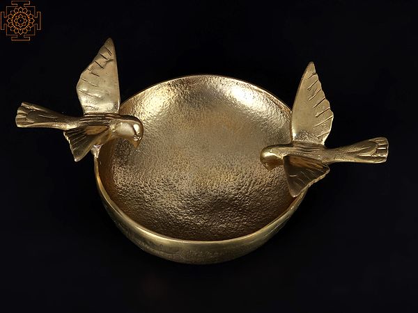 9" Bowl Urli With Birds | Brass