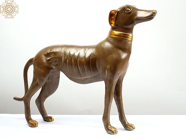 27" Greyhound Dog Brass Statue | Animal Figurine