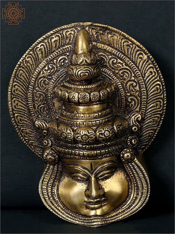 5" Small Kathakali Face in Brass | Wall Hanging