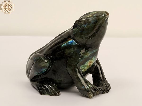 6" Frog in Labradorite Stone | Decorative Figurine