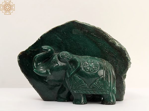 9" Walking Elephant in Jade Stone