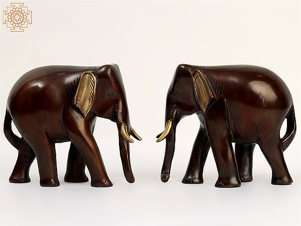 6" Small Brass Pair of Elephant | Home Decor