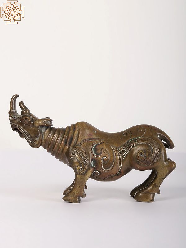8" Tribal Rhinoceros | Animal Figurine in Bronze