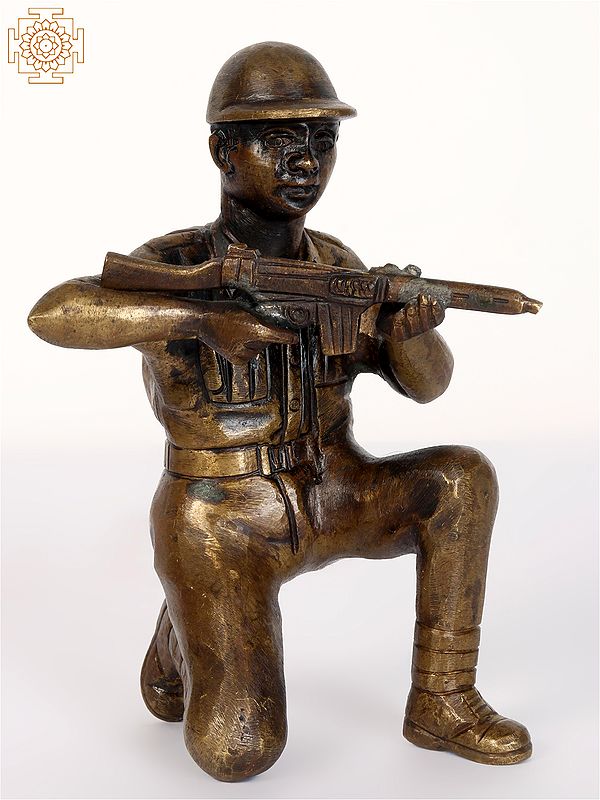 6" Small Bronze Indian Army (Fauji) Statue