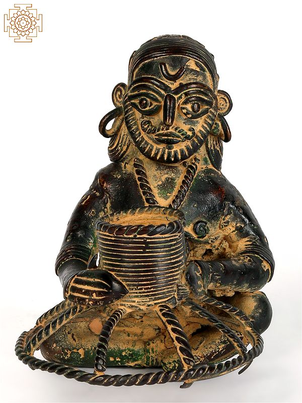 4" The Potter (Can be Use as Candle Stand) | Tribal Brass Statue