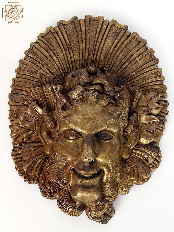 10" Bronze Greek God of Wine Face Mask | Wall Decor