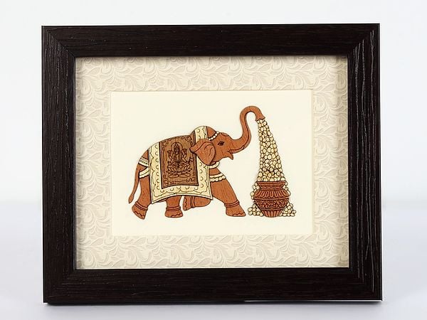 Gajalakshmi Wooden Art with Frame | Table and Wall Decor Piece
