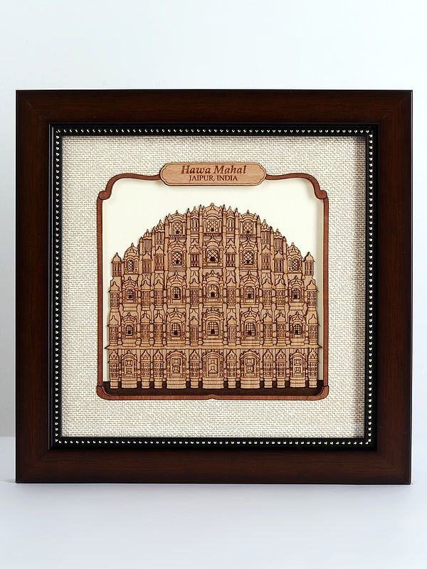 The Hawa Mahal Wood Art with Frame | Wall Hanging and Table Decor Piece