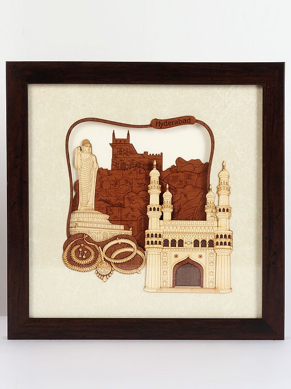 Monuments Of Hyderabad Wood Art | With Frame | Wall Hanging