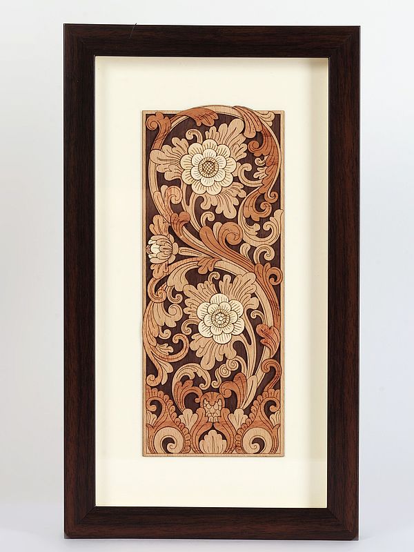 Flower Climber Design Wood Art with Frame | Wall Hanging