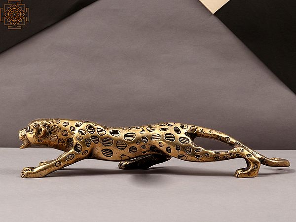 10" Angry Leopard Brass Figurines | Home Decor