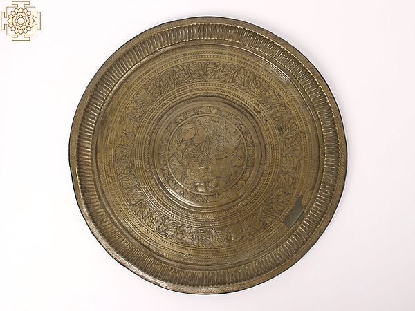 Vintage Bird Engraved Carving Bronze Plate