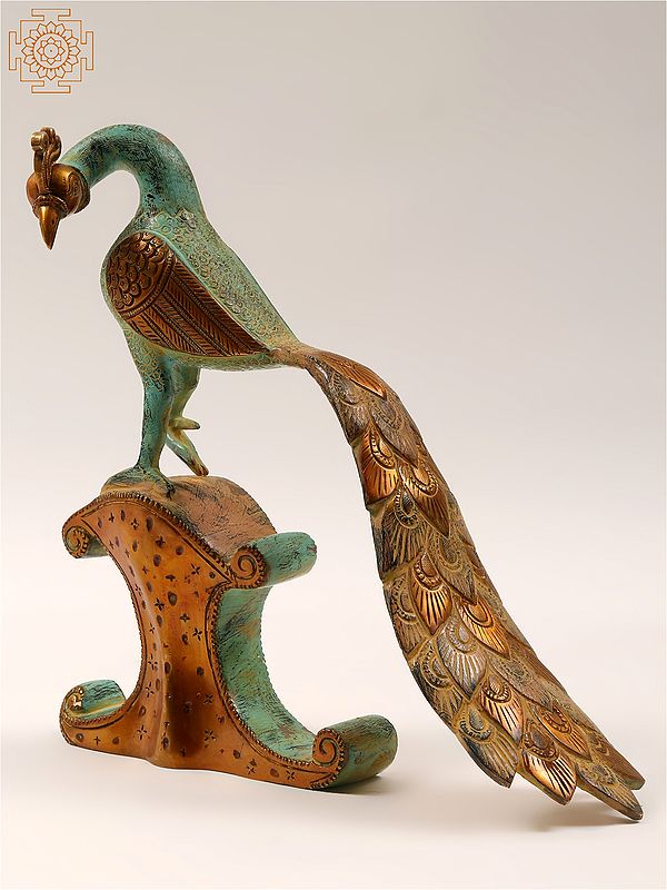 10" Brass Decorative Peacock Statue
