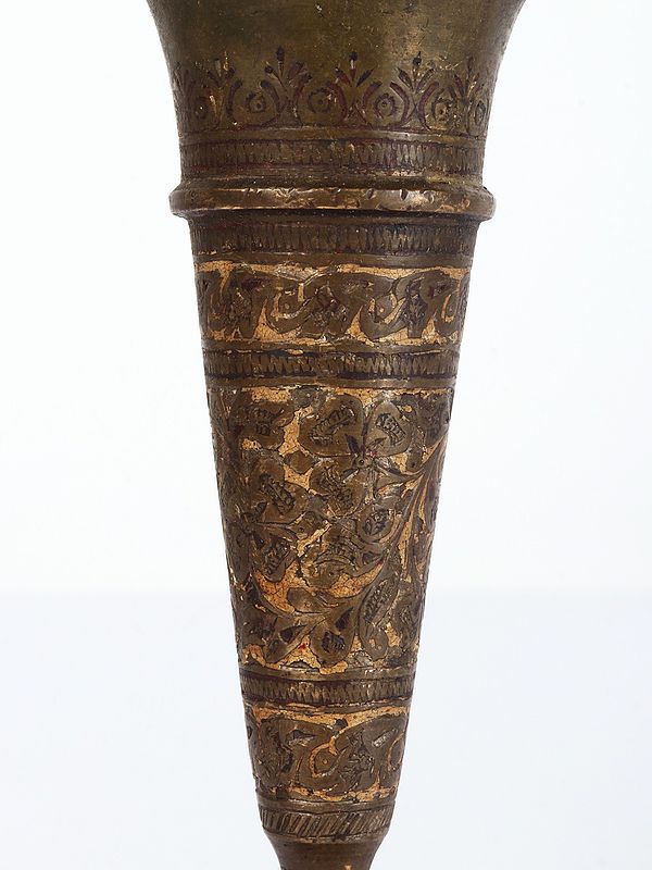 Vintage Indian Engraved Brass Fluted Vase